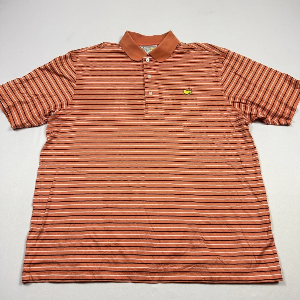 Masters Augusta National Golf Shop Polo Shirt Mens Large Orange Striped - Picture 2 of 11